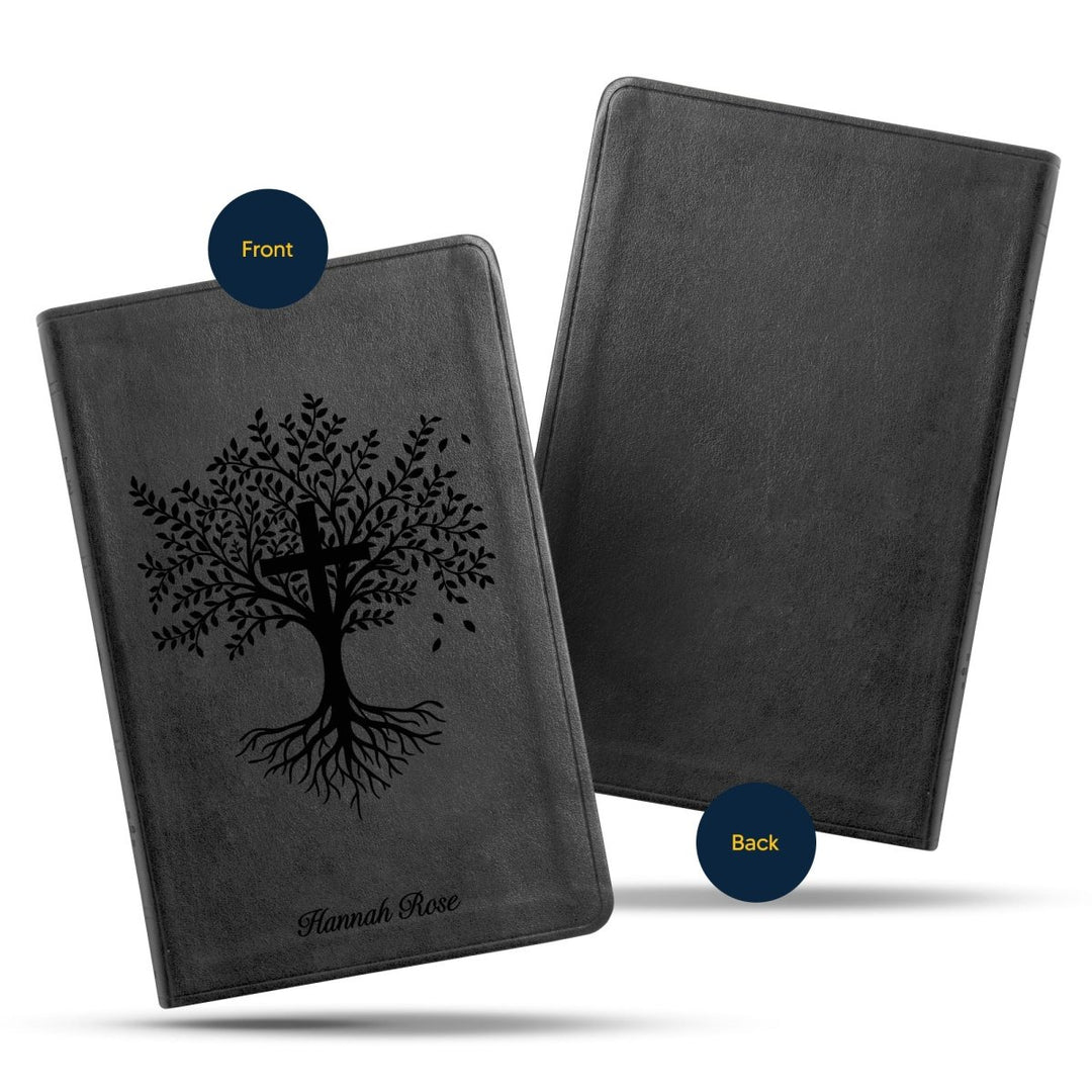 ESV Black Standard Size Thinline Holy Bible Large Print | Trees with Cross - Shepherds Shelf