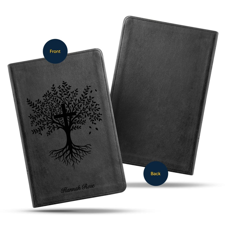 ESV Black Standard Size Thinline Holy Bible Large Print | Trees with Cross - Shepherds Shelf