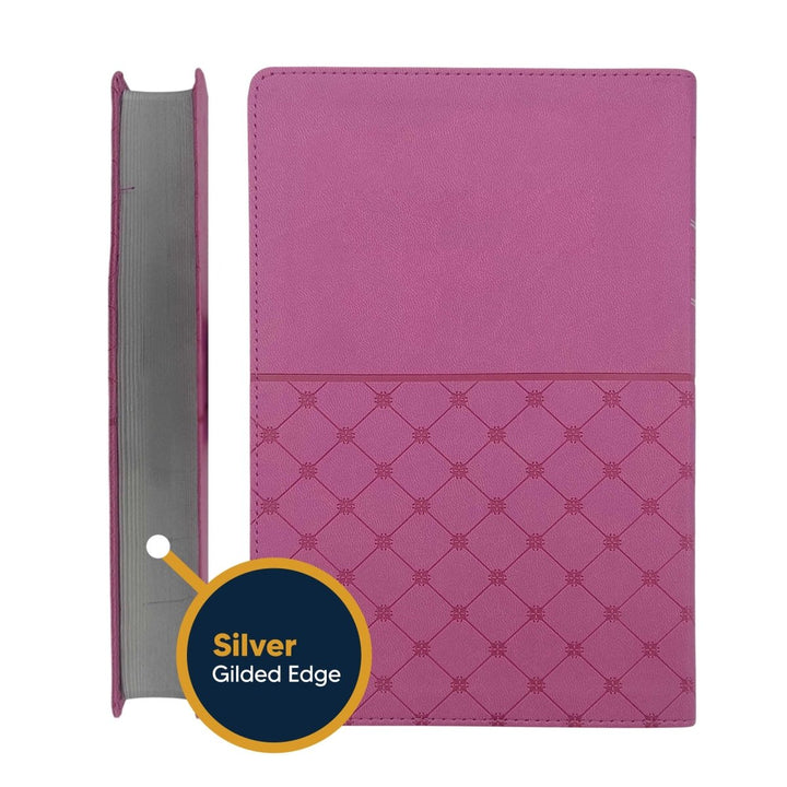 KJV Pink Standard Size Holy Bible Small Print Faux Leather Lay Flat Cover - Shepherds Shelf