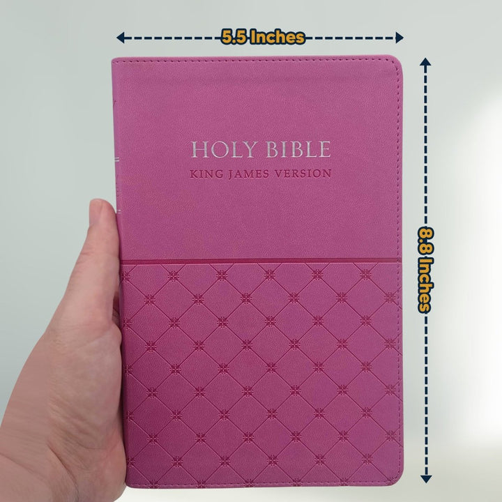 KJV Pink Standard Size Holy Bible Small Print Faux Leather Lay Flat Cover - Shepherds Shelf