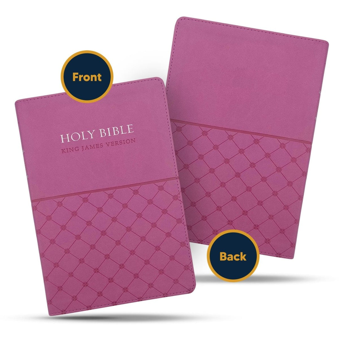 KJV Pink Standard Size Holy Bible Small Print Faux Leather Lay Flat Cover - Shepherds Shelf