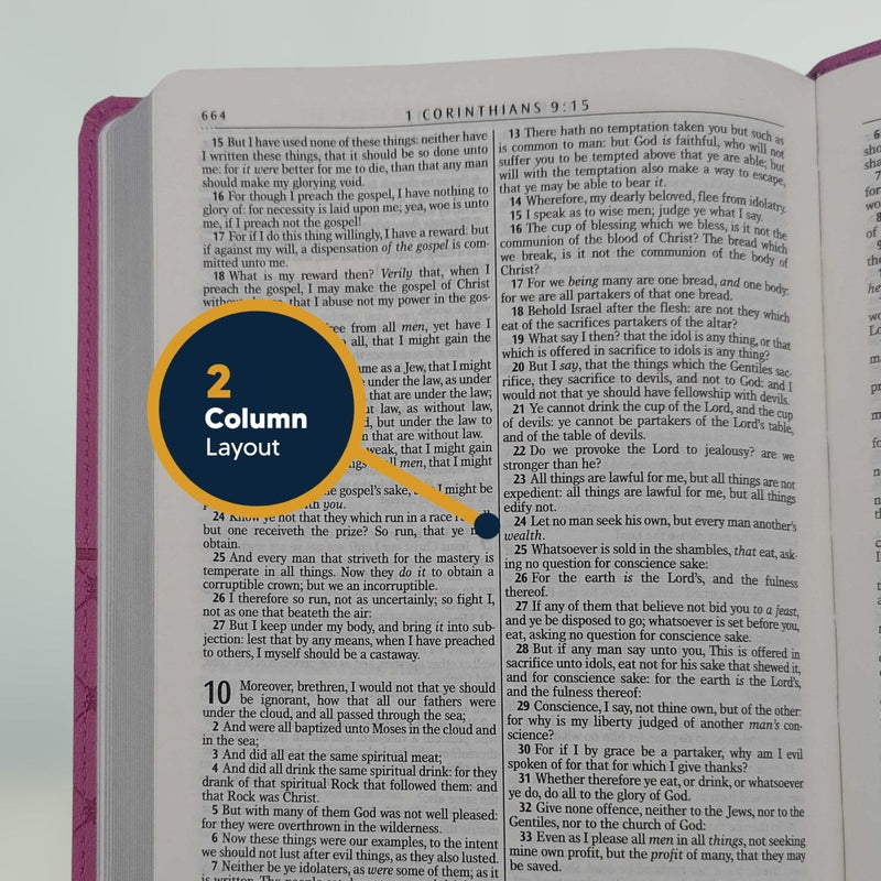 KJV Pink Standard Size Holy Bible Small Print Faux Leather Lay Flat Cover