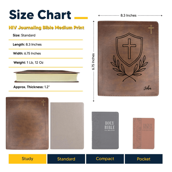 NIV Brown Standard Size Notetaking Holy Bible Medium Print | Armor of God - Shepherds Shelf