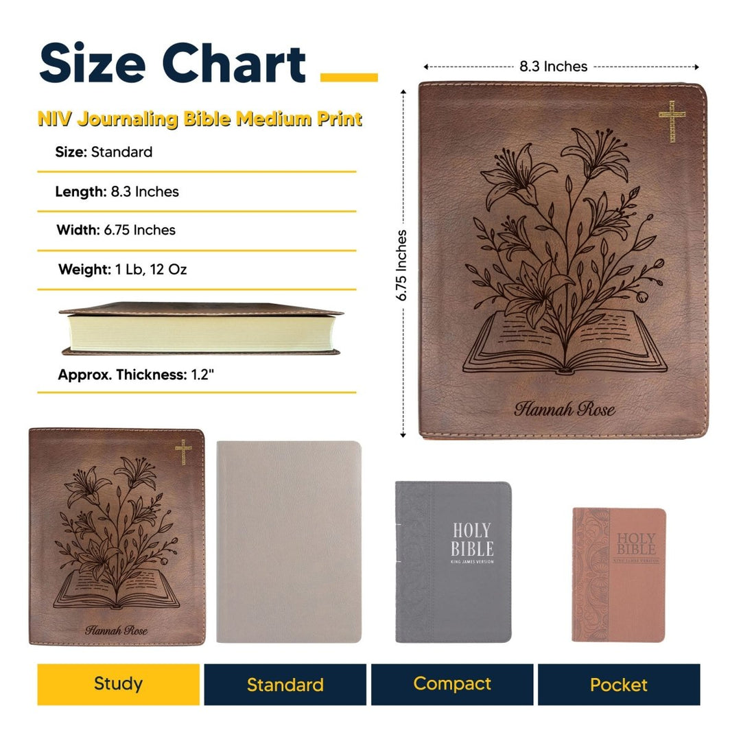 NIV Brown Standard Size Notetaking Holy Bible Medium Print | Blooming Flowers - Shepherds Shelf