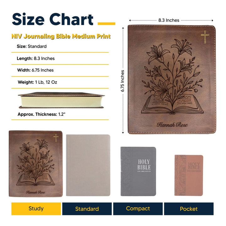 NIV Brown Standard Size Notetaking Holy Bible Medium Print | Blooming Flowers - Shepherds Shelf