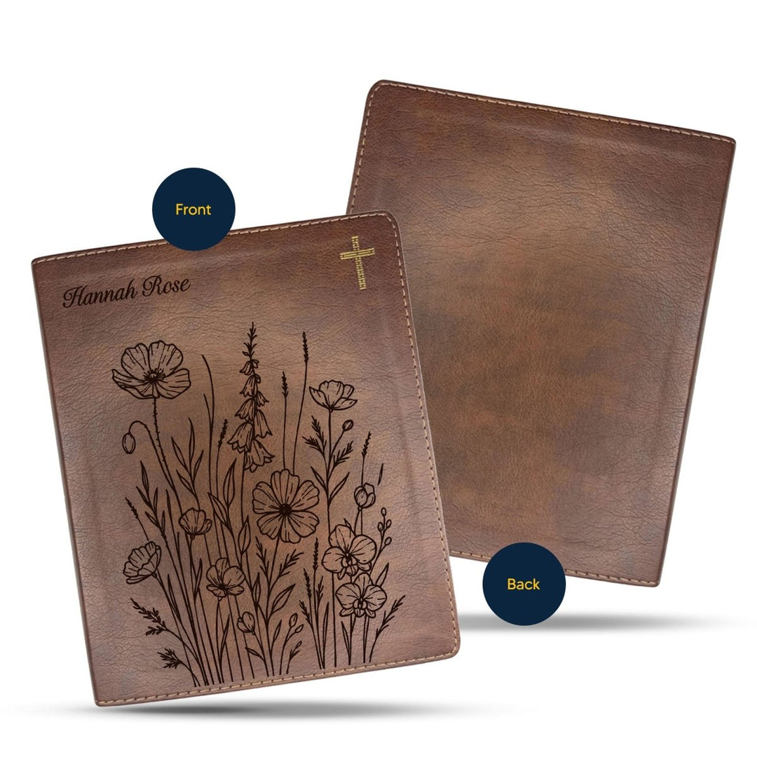 NIV Brown Standard Size Notetaking Holy Bible Medium Print | Bunch of Flowers - Shepherds Shelf