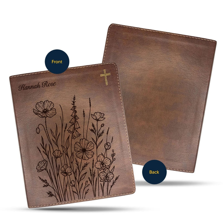 NIV Brown Standard Size Notetaking Holy Bible Medium Print | Bunch of Flowers - Shepherds Shelf