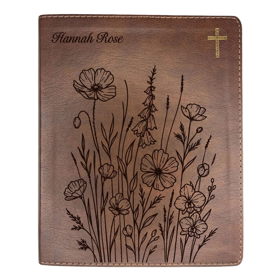 NIV Brown Standard Size Notetaking Holy Bible Medium Print | Bunch of Flowers - Shepherds Shelf