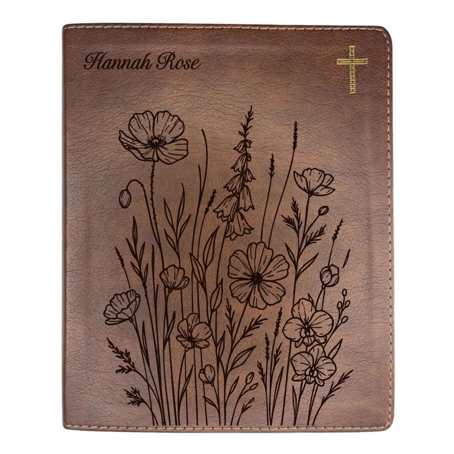 NIV Brown Standard Size Notetaking Holy Bible Medium Print | Bunch of Flowers - Shepherds Shelf
