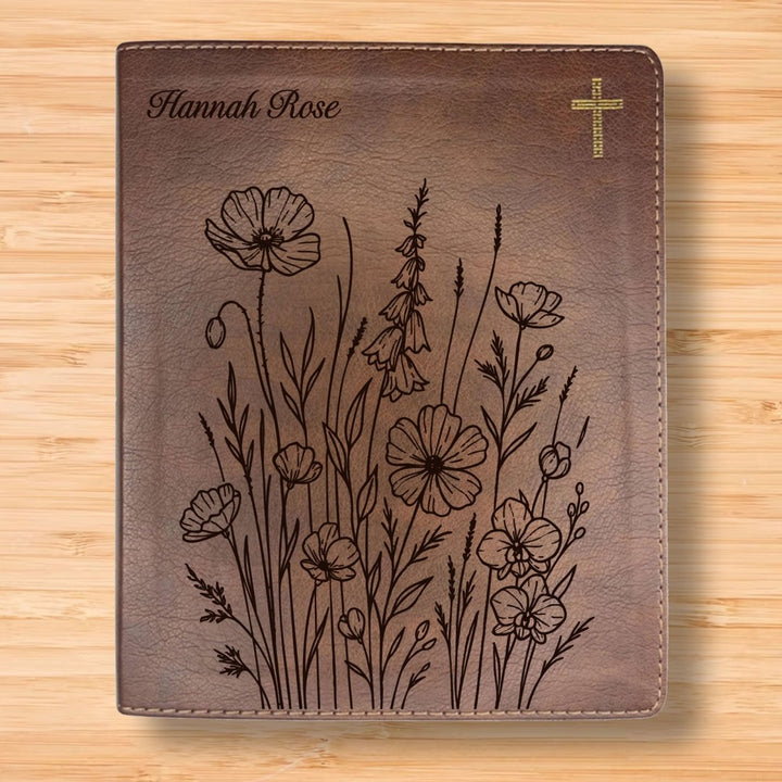 NIV Brown Standard Size Notetaking Holy Bible Medium Print | Bunch of Flowers - Shepherds Shelf