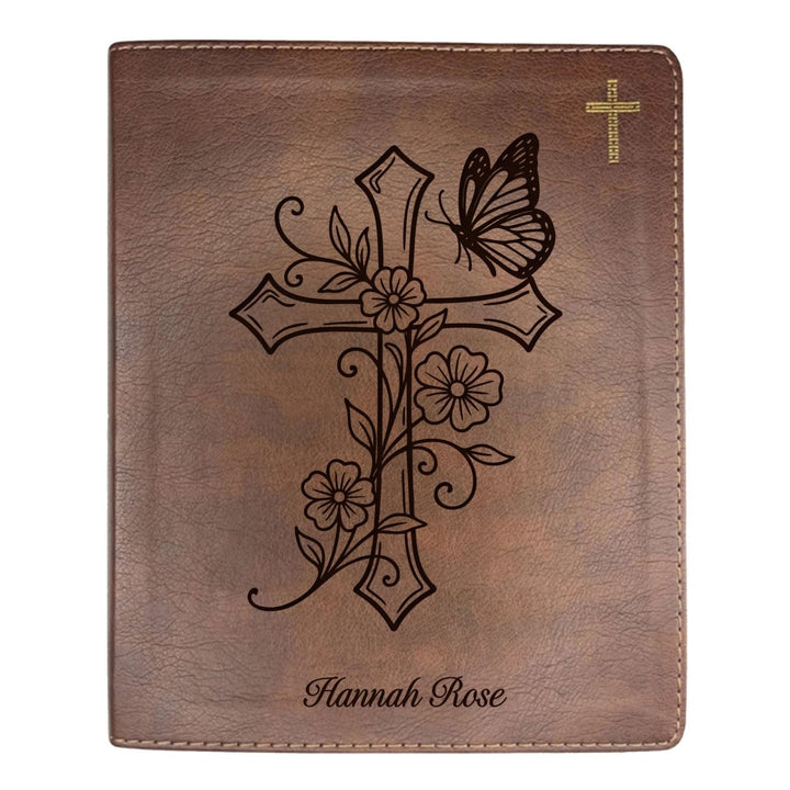 NIV Brown Standard Size Notetaking Holy Bible Medium Print | Cross + Butterfly - Shepherds Shelf