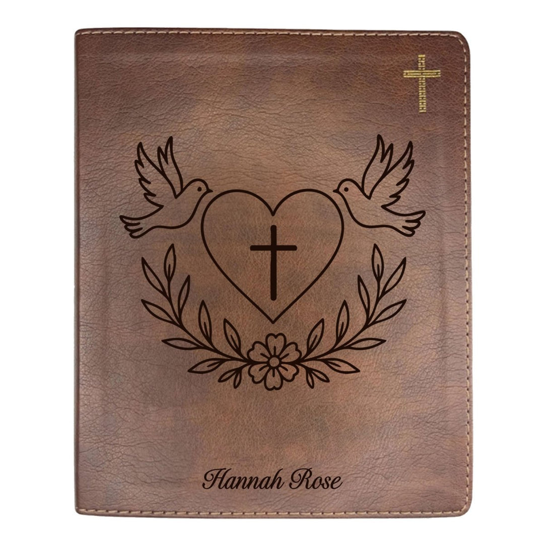 NIV Brown Standard Size Notetaking Holy Bible Medium Print | Dove + Heart and Cross - Shepherds Shelf