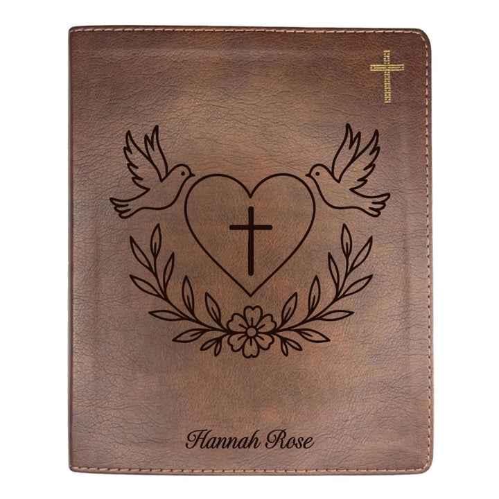 NIV Brown Standard Size Notetaking Holy Bible Medium Print | Dove + Heart and Cross - Shepherds Shelf
