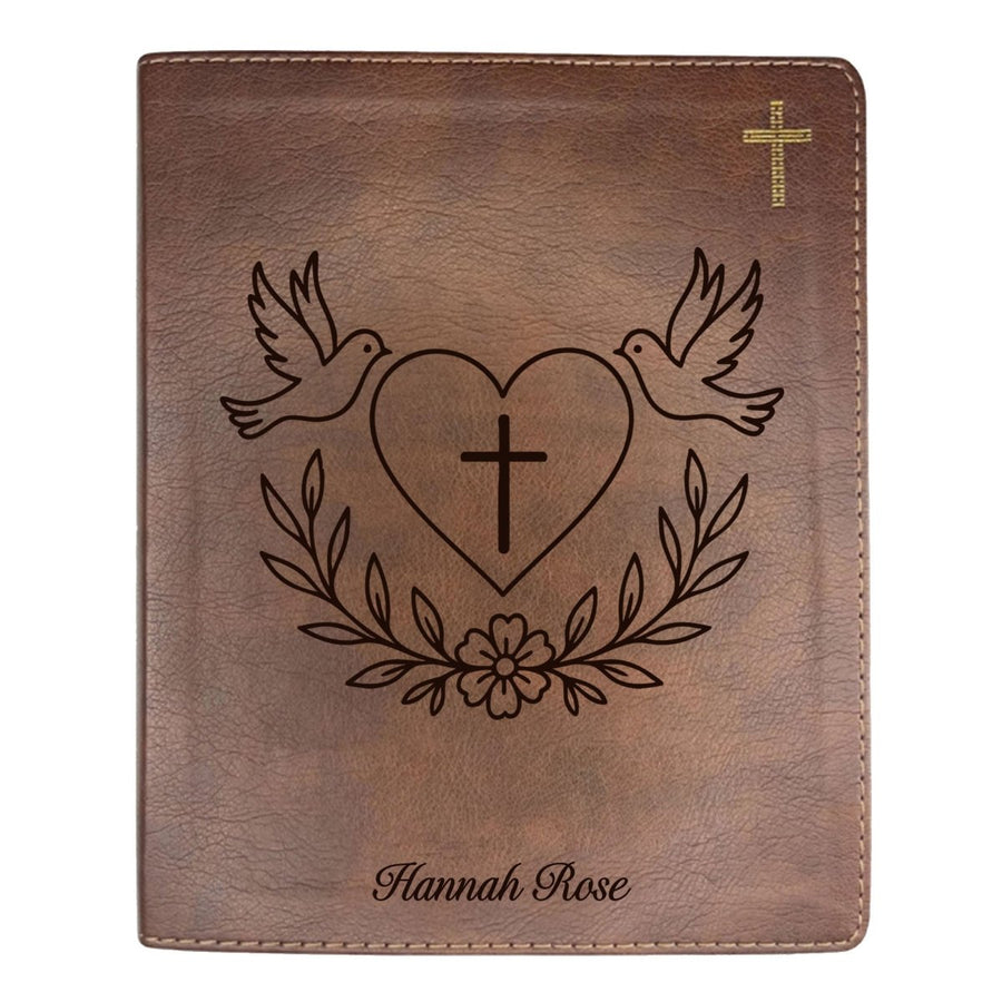 NIV Brown Standard Size Notetaking Holy Bible Medium Print | Dove + Heart and Cross - Shepherds Shelf