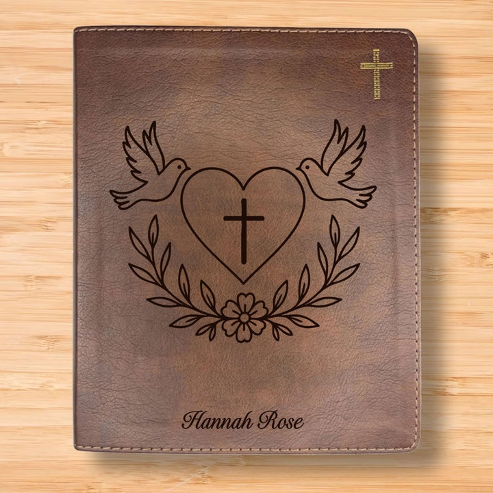 NIV Brown Standard Size Notetaking Holy Bible Medium Print | Dove + Heart and Cross - Shepherds Shelf