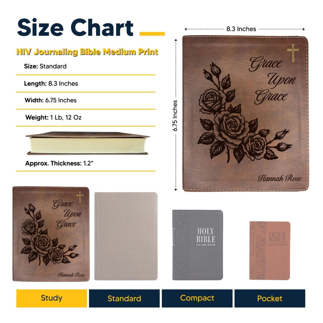NIV Brown Standard Size Notetaking Holy Bible Medium Print | Framed Roses - Shepherds Shelf