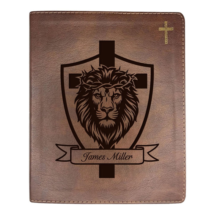 NIV Brown Standard Size Notetaking Holy Bible Medium Print | Lion Cross - Shepherds Shelf