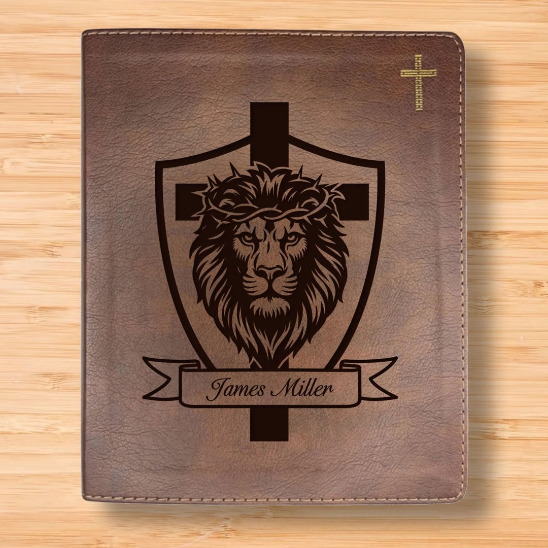NIV Brown Standard Size Notetaking Holy Bible Medium Print | Lion Cross - Shepherds Shelf