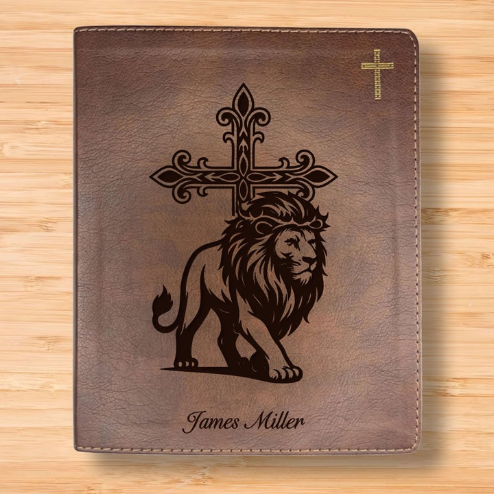 NIV Brown Standard Size Notetaking Holy Bible Medium Print | Lion With Cross - Shepherds Shelf