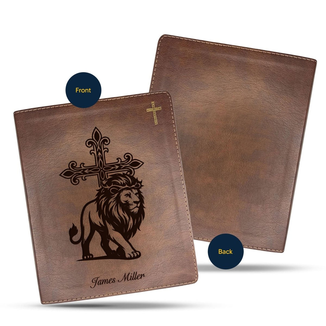 NIV Brown Standard Size Notetaking Holy Bible Medium Print | Lion With Cross - Shepherds Shelf