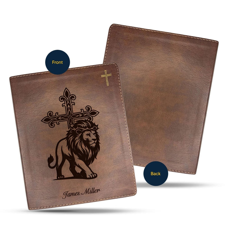 NIV Brown Standard Size Notetaking Holy Bible Medium Print | Lion With Cross - Shepherds Shelf