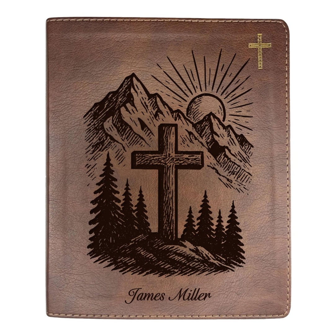 NIV Brown Standard Size Notetaking Holy Bible Medium Print | Mountain Cross - Shepherds Shelf