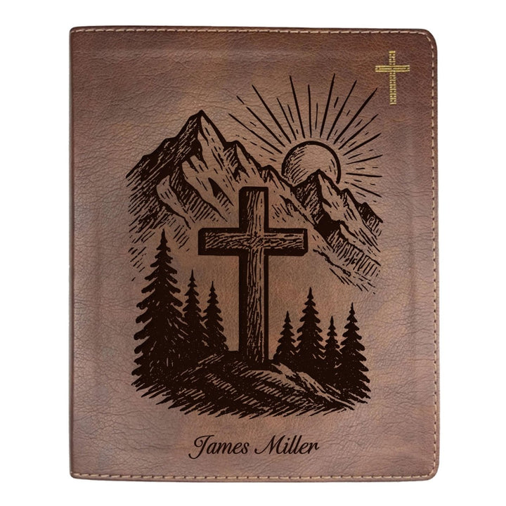 NIV Brown Standard Size Notetaking Holy Bible Medium Print | Mountain Cross - Shepherds Shelf