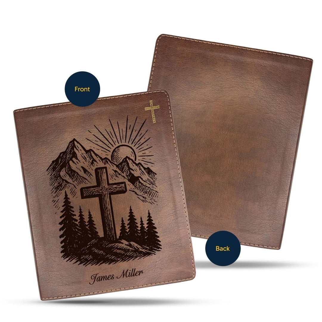 NIV Brown Standard Size Notetaking Holy Bible Medium Print | Mountain Cross - Shepherds Shelf