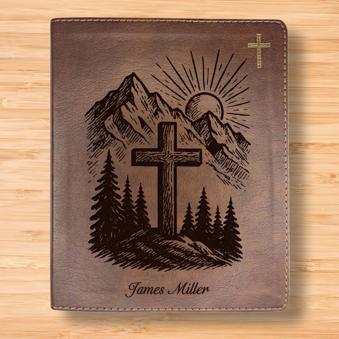 NIV Brown Standard Size Notetaking Holy Bible Medium Print | Mountain Cross - Shepherds Shelf