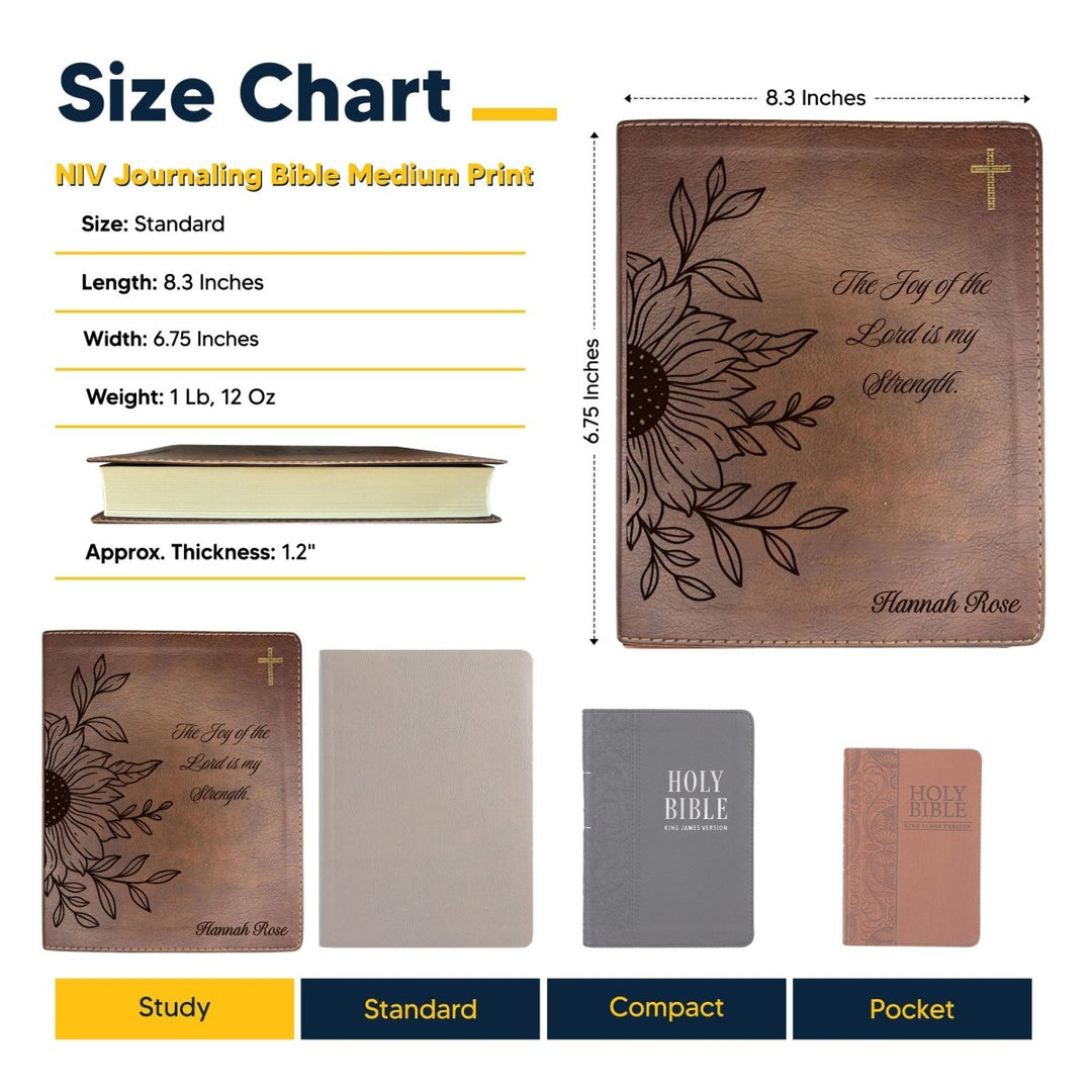 NIV Brown Standard Size Notetaking Holy Bible Medium Print | Sun flower - Shepherds Shelf