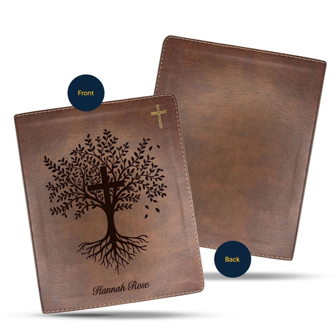 NIV Brown Standard Size Notetaking Holy Bible Medium Print | Trees with Cross - Shepherds Shelf
