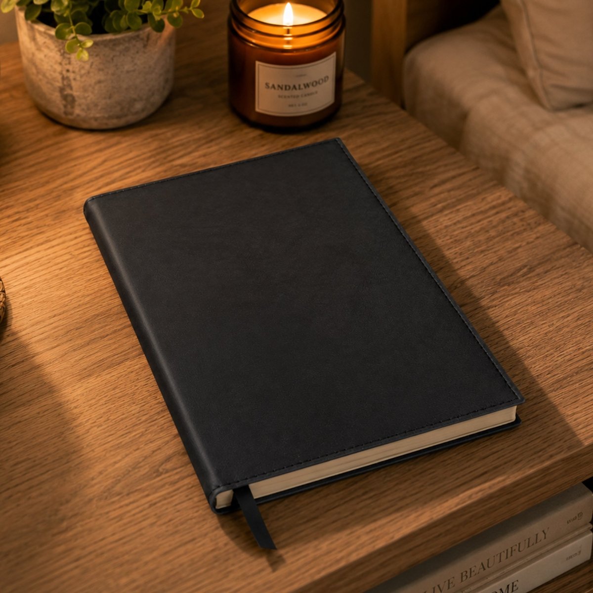 Personalized Black Leatherette Journal Notebook | Custom Name Engraving - Shepherds Shelf