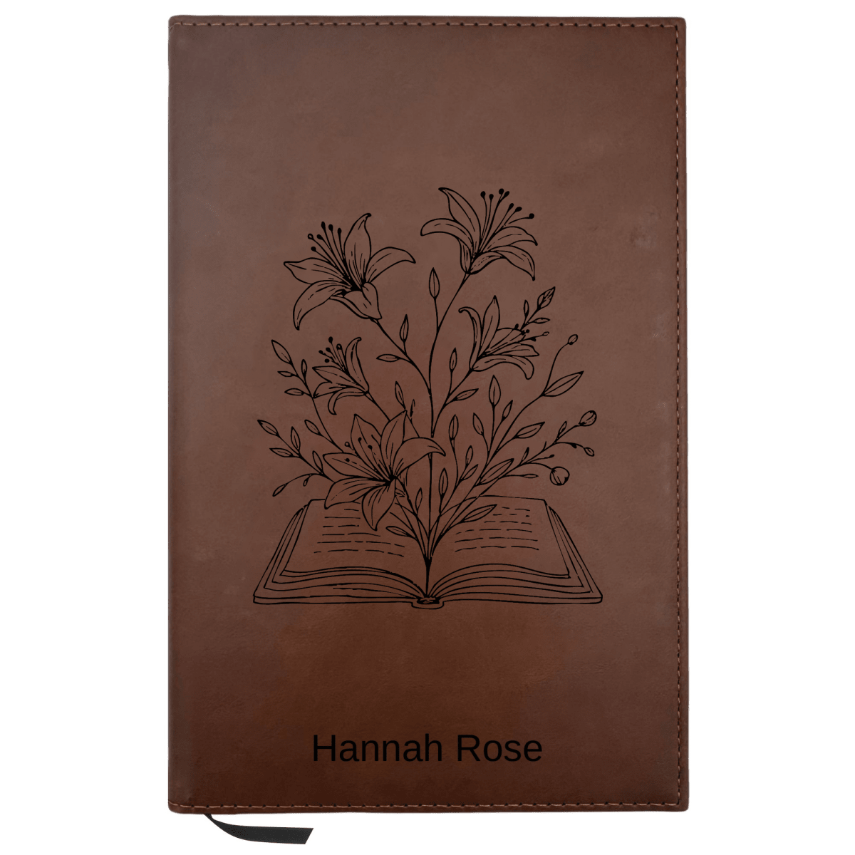 Personalized Brown Leatherette Journal Notebook | Blooming Flowers - Shepherds Shelf