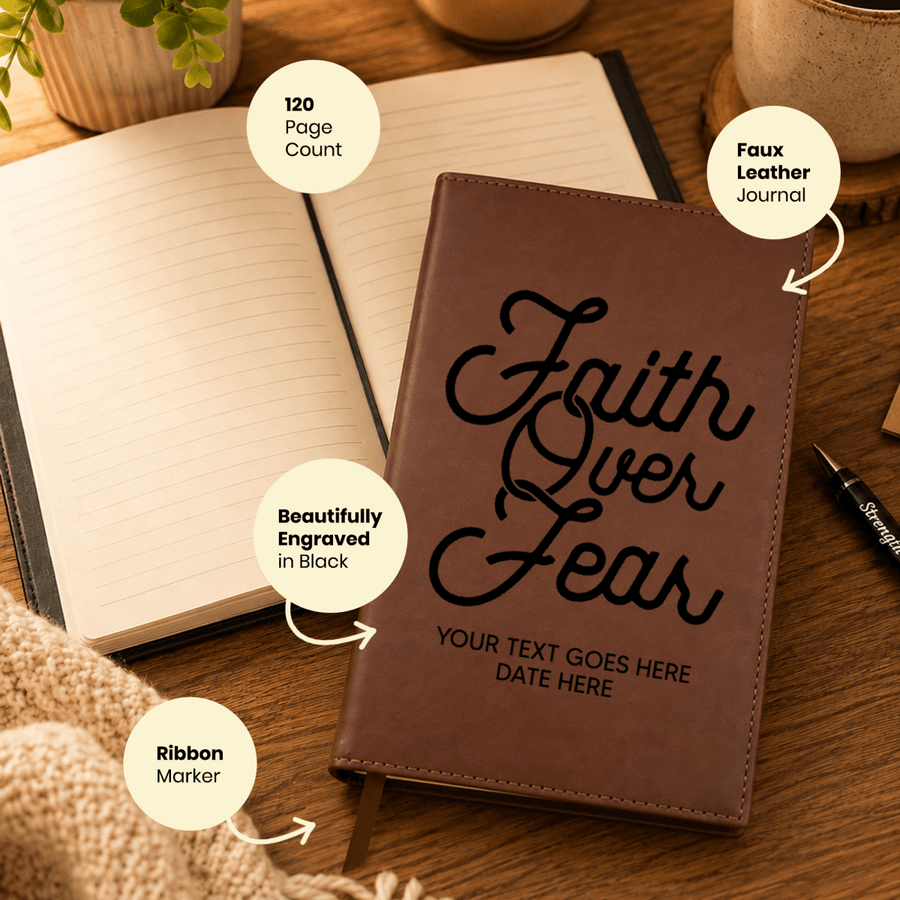 Personalized Leatherette Journal Notebook | Faith Over Fear