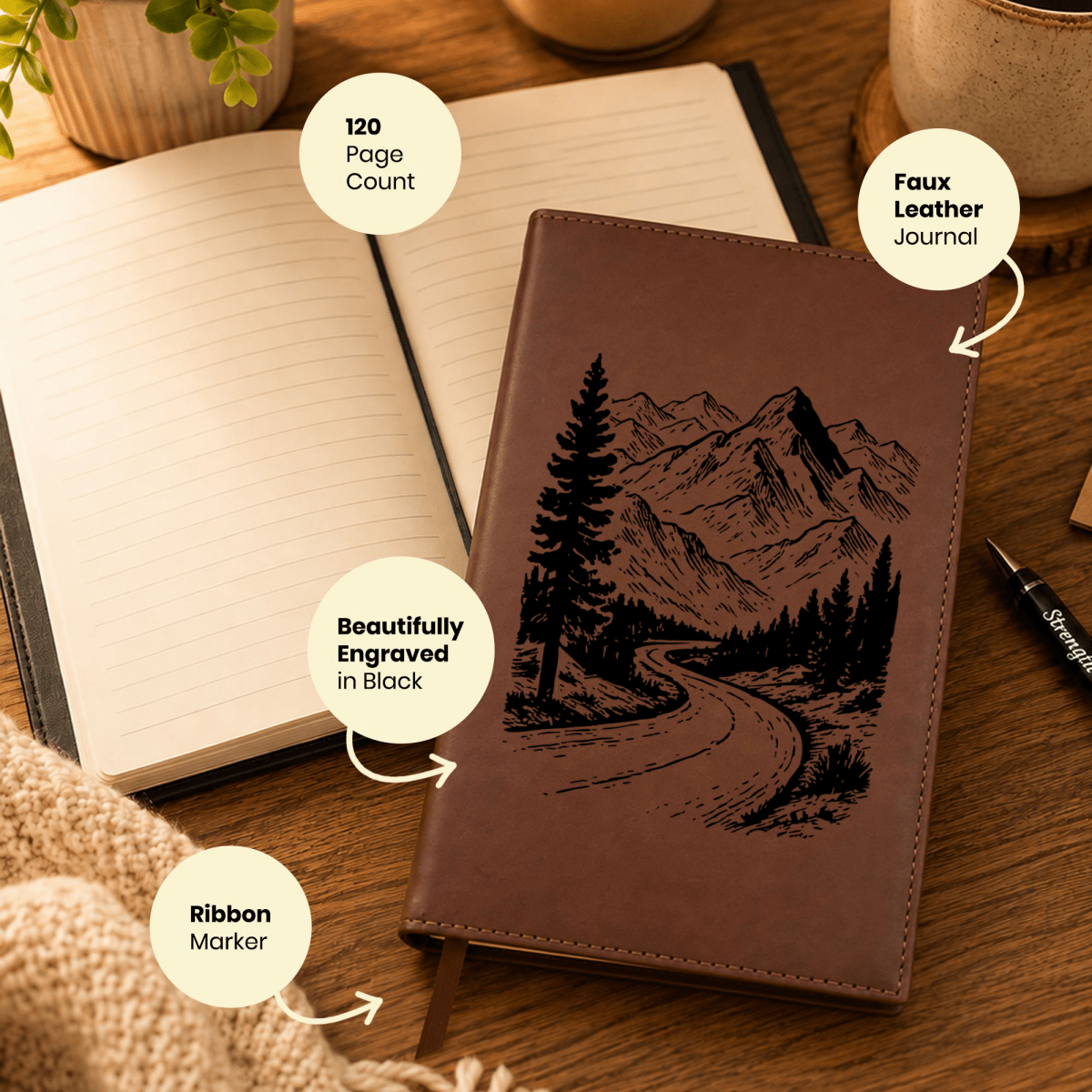 Personalized Brown Leatherette Journal Notebook | The Highway of Holiness - Shepherds Shelf