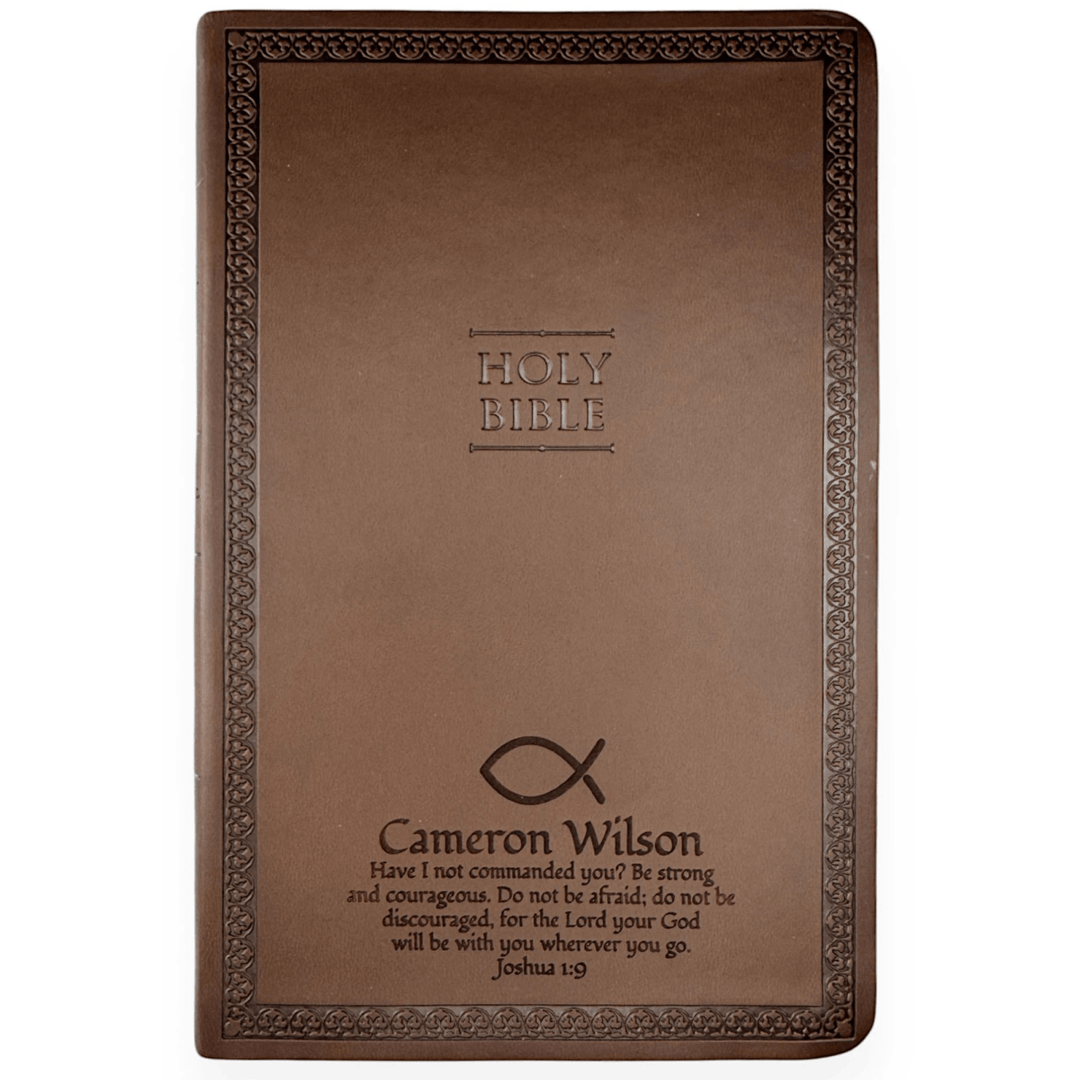 Personalized Brown NIV Thinline Holy Bible with Custom Name - Shepherds Shelf