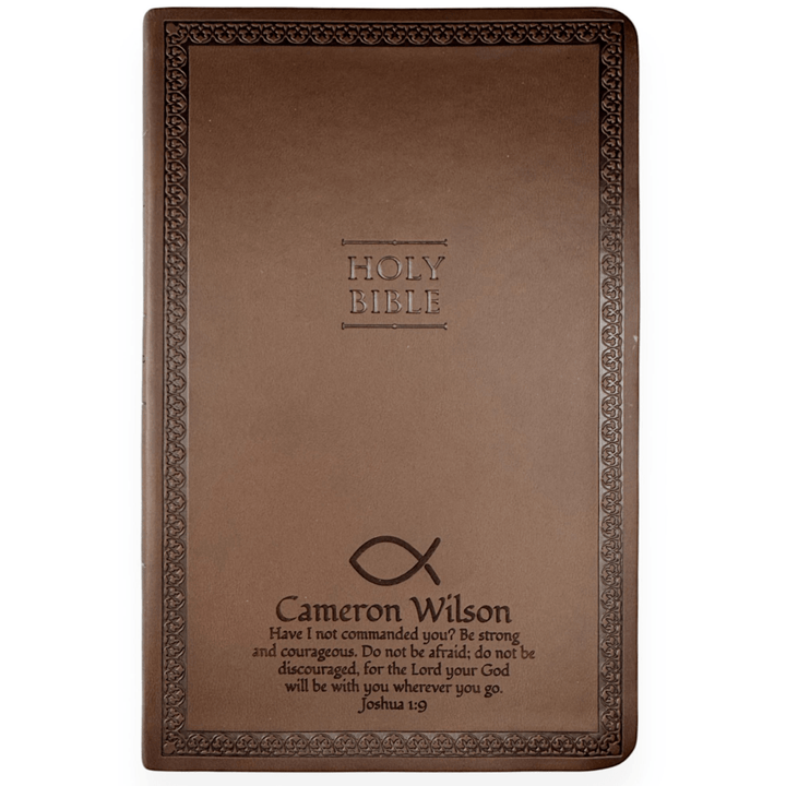 Personalized Brown NIV Thinline Holy Bible with Custom Name - Shepherds Shelf