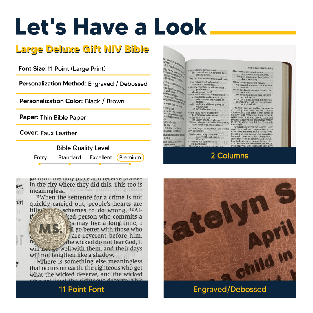 Personalized Brown Thinline Large Print NIV Bible | Shepherds Shelf - Shepherds Shelf