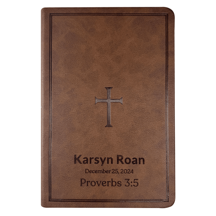 Personalized CSB Reference Bible Faux Leather Large Print Size with Index Tabs Brown | Shepherds Shelf - Shepherds Shelf