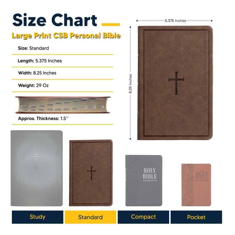 CSB Brown Standard Size Holy Bible Large Print with Index Tabs