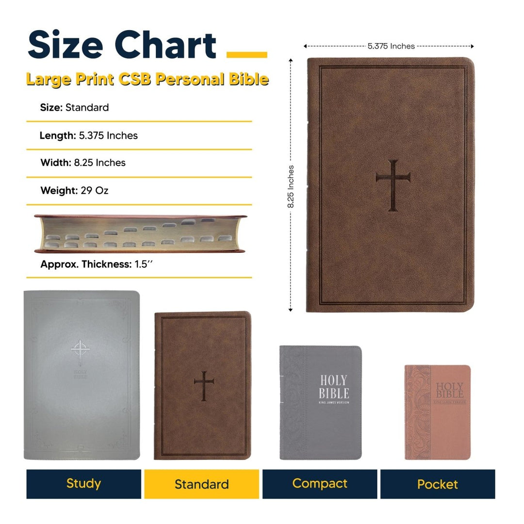 Personalized CSB Reference Bible Faux Leather Large Print Size with Index Tabs Brown | Shepherds Shelf - Shepherds Shelf