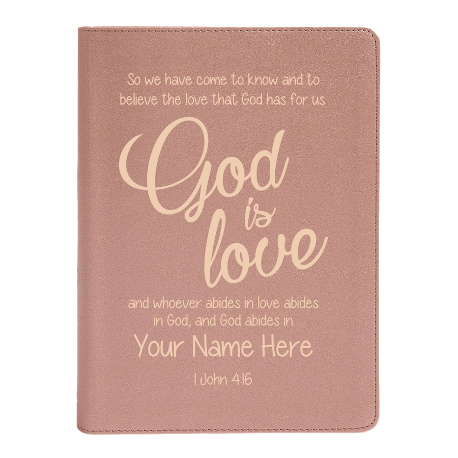 Personalized CSB She Reads Truth Community Study Bible Faux Leather Medium Print Size Rose Gold with FULL COVER 1 John 4:16 Design | Shepherds Shelf - Shepherds Shelf