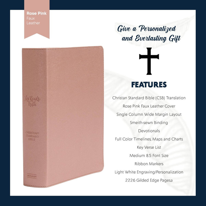 Personalized CSB She Reads Truth Community Study Bible Faux Leather Medium Print Size Rose Gold with FULL COVER 1 John 4:19 Design | Shepherds Shelf - Shepherds Shelf