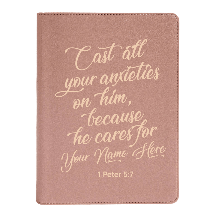 Personalized CSB She Reads Truth Community Study Bible Faux Leather Medium Print Size Rose Gold with FULL COVER 1 Peter 5:7 Design | Shepherds Shelf - Shepherds Shelf