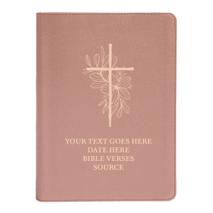 Personalized CSB She Reads Truth Community Study Bible Faux Leather Medium Print Size Rose Gold with FULL COVER Floral and Cross Design | Shepherds Shelf - Shepherds Shelf