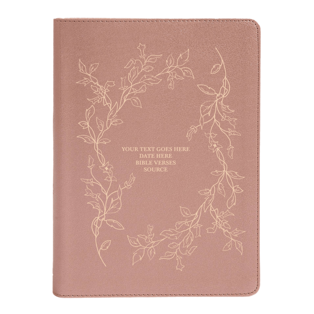 Personalized CSB She Reads Truth Community Study Bible Faux Leather Medium Print Size Rose Gold with FULL COVER Floral Vines Design | Shepherds Shelf - Shepherds Shelf