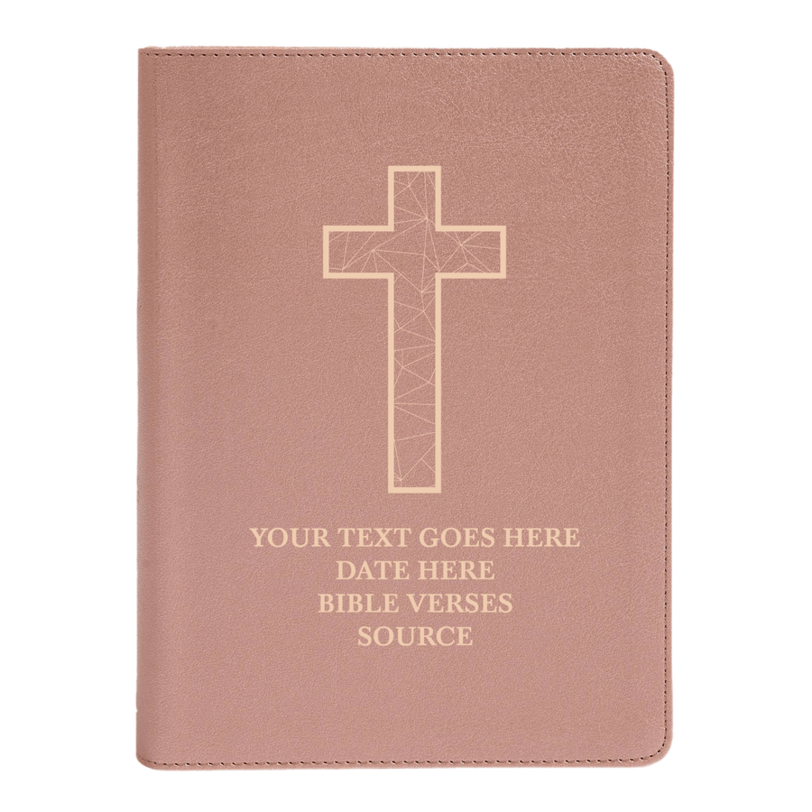 Personalized CSB She Reads Truth Community Study Bible Faux Leather Medium Print Size Rose Gold with FULL COVER Geometric Cross Design | Shepherds Shelf - Shepherds Shelf