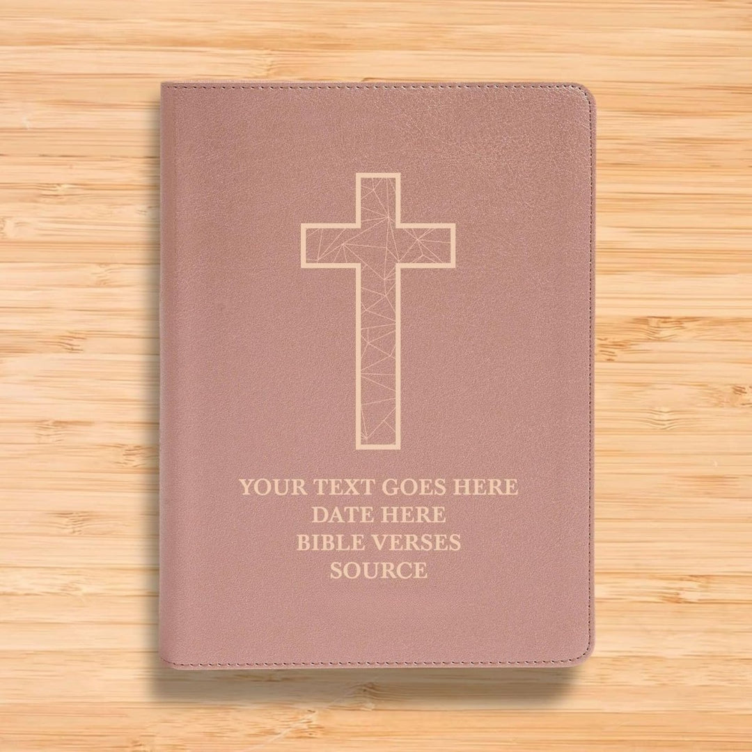 Personalized CSB She Reads Truth Community Study Bible Faux Leather Medium Print Size Rose Gold with FULL COVER Geometric Cross Design | Shepherds Shelf - Shepherds Shelf