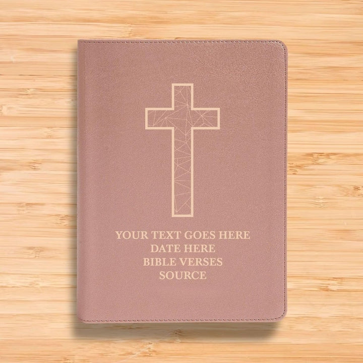 Personalized CSB She Reads Truth Community Study Bible Faux Leather Medium Print Size Rose Gold with FULL COVER Geometric Cross Design | Shepherds Shelf - Shepherds Shelf