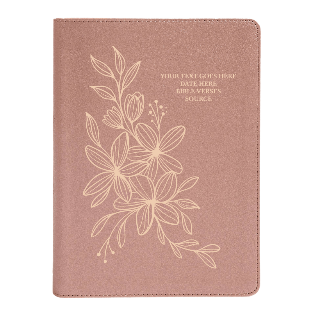 Personalized CSB She Reads Truth Community Study Bible Faux Leather Medium Print Size Rose Gold with FULL COVER Hyacinth Design | Shepherds Shelf - Shepherds Shelf